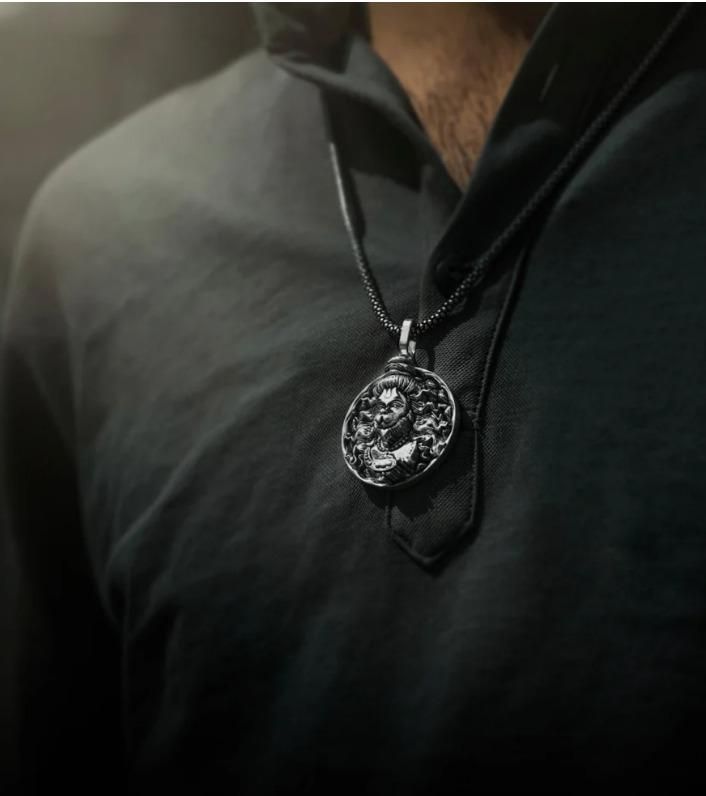 Lord Hanuman Pendant with Oxidized Silver Chain | Power and Protection Necklace