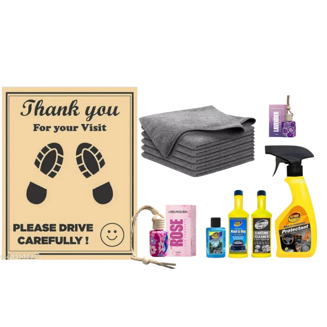 Deluxe Car Care Combo | Clean, Polish & Protect (Pack of 8)