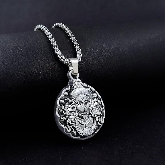 Lord Hanuman Pendant with Oxidized Silver Chain | Power and Protection Necklace