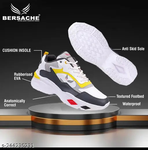 BERSACHE® Lightweight Casual Shoes with High-Quality Soles | Comfortable Shoes for Sneakers, Walking, Training, and Daily Wear  (RED / YELLOW)