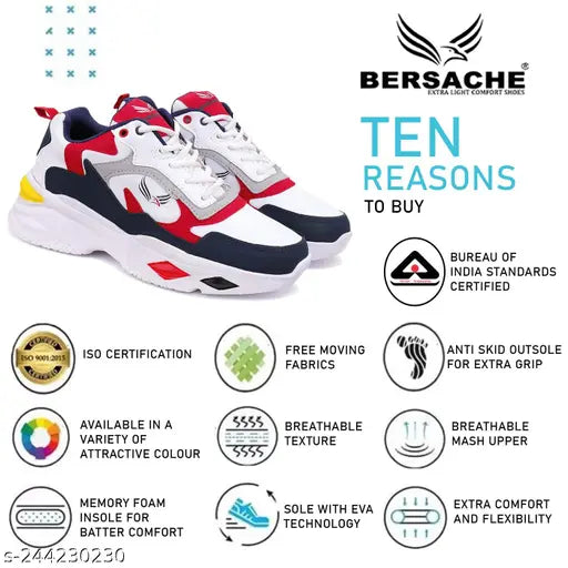 BERSACHE® Lightweight Casual Shoes with High-Quality Soles | Comfortable Shoes for Sneakers, Walking, Training, and Daily Wear  (RED / YELLOW)